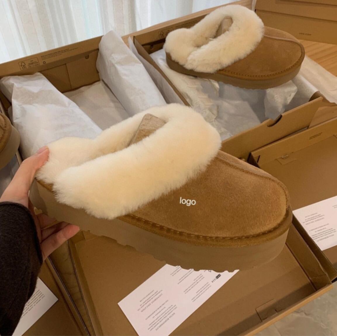 

Top quality man women increase snow slippers Soft comfortable sheepskin keep Warm slippers Girl Beautiful gift free transshipment 2022 hot uggitys, A2 pink+resistance band