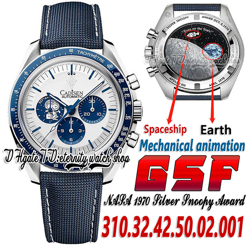 

GSF Moonwatch A7750 Automatic Chronograp Mens Watch gs310.32.42.50.02.001 Silver Snoop Award 50th Anniversary White Dial Real Mechanical Animation eternity Watches, Watch waterproof production cost
