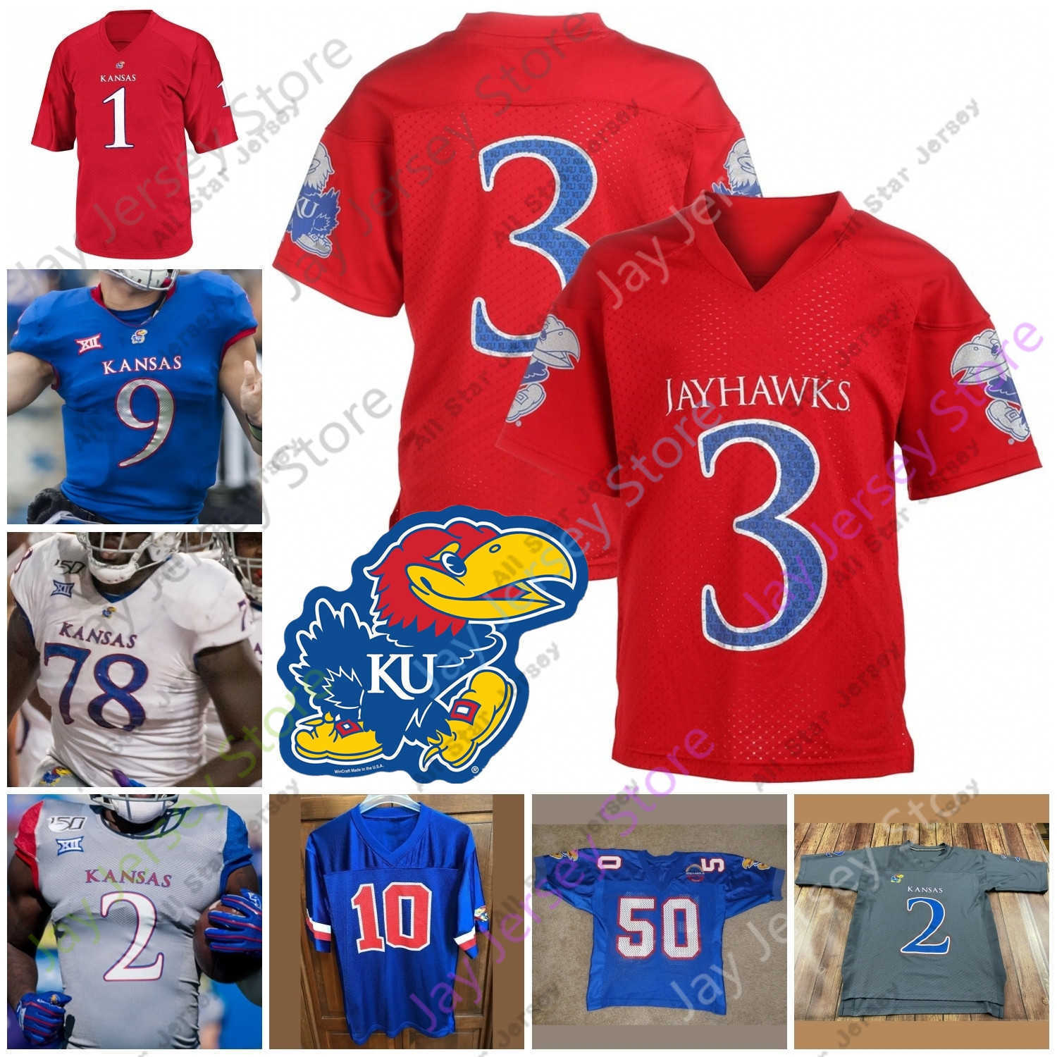 

American College Football Wear Kansas Jayhawks Football Jersey NCAA College Miles Kendrick Thomas MacVittie Velton Gardner Kwamie Lassiter II Takulve Williams, White i