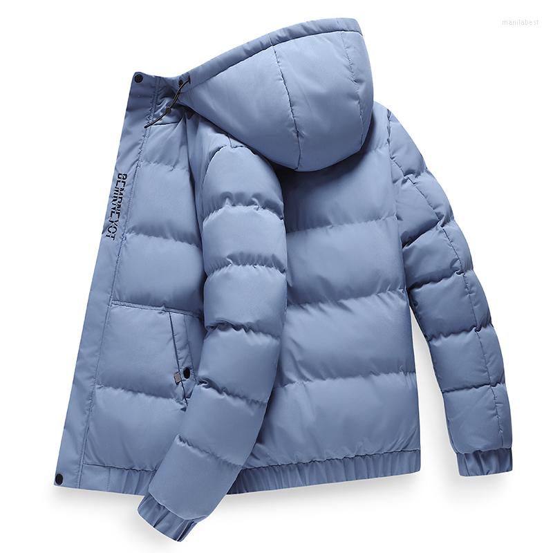 

Men' Down Winter Jackets Men Parkas Thicken Fleece Warm Coats 2022 Casual Male Hood Collar Solid Color Outwear Chaquetas, Black