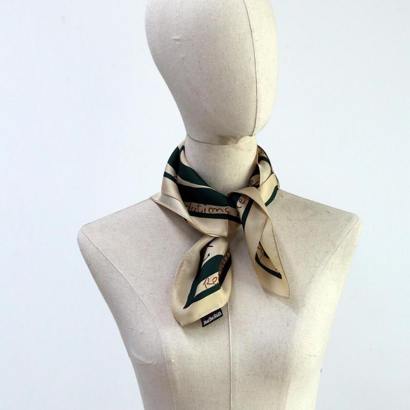 

Scarves IKAILK Square Pure Silk Twill Print Soft Fashion Neck Scarf For Girls