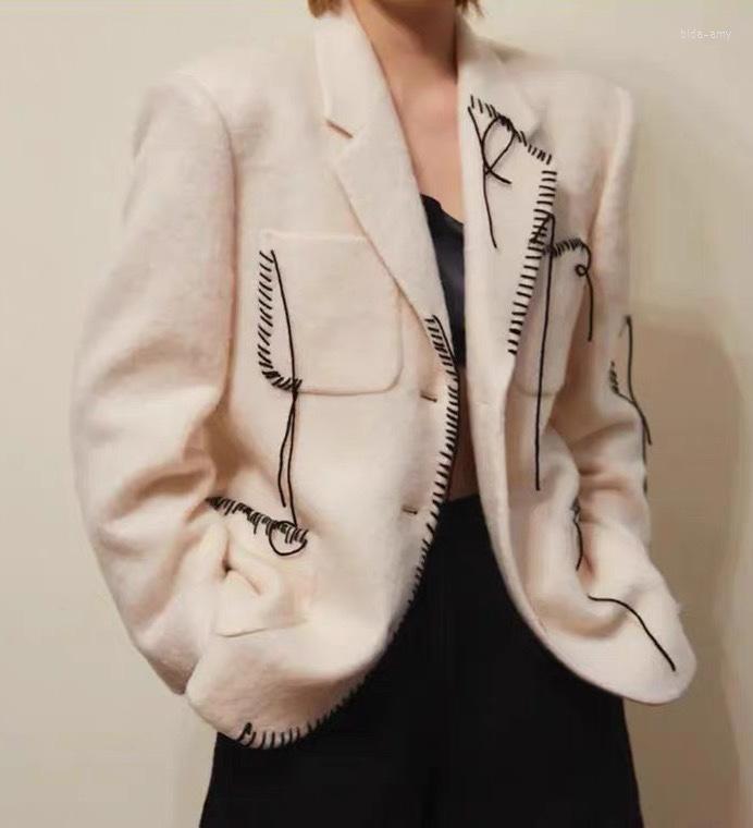 

Women' Suits Spring Luxury 2022 Women White 41% Wool Loose Blazer Jacket For Ladies Casual Outerwear Coat Ddxgz3 12.22