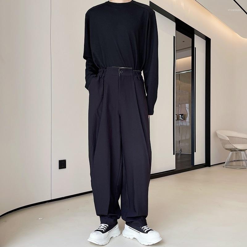 

Men's Pants Men's Black Autumn Casual 2023 Japanese Style Double-layer Folded Design Niche Trousers High Waist Wide Leg