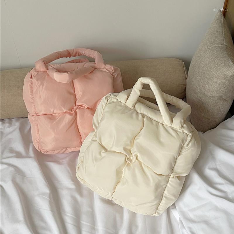 

Evening Bags Winter Fashion Women's Quilted Down Shoulder Large Capacity Ladies Solid Color Purse Handbags Luxury Female Casual Tote Bag, Pink