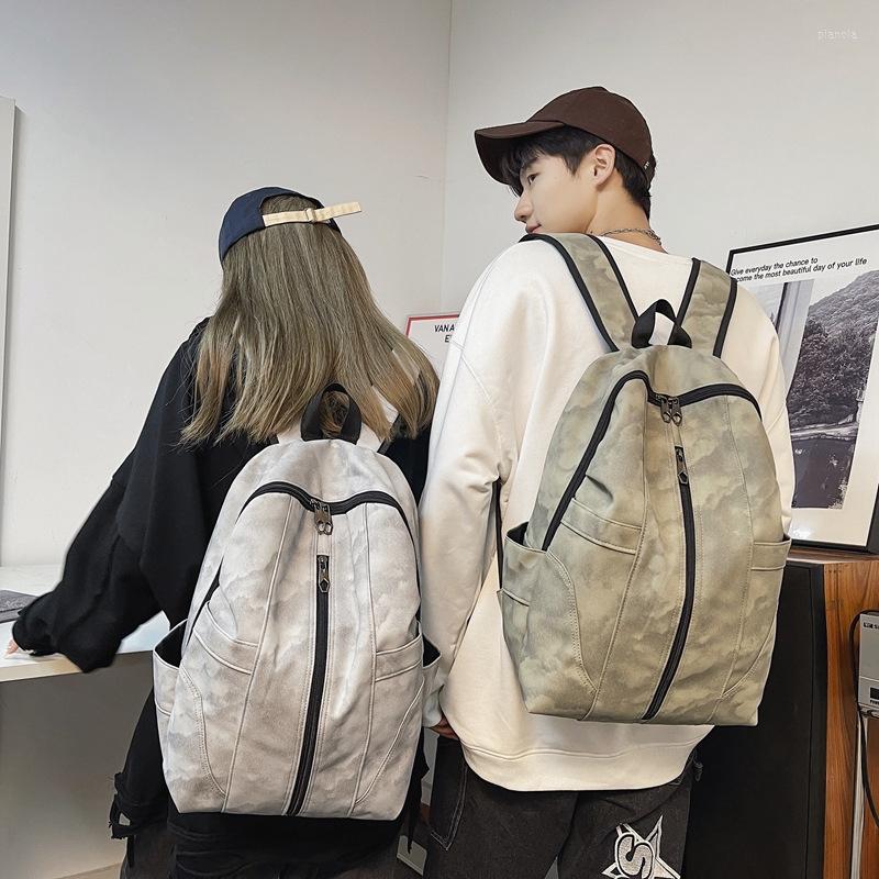 

Backpack Waterproof Pu Leather Backpacks Tooling Style Soft Bags Women Large Capacity Couple For High School Student, Green-ninon