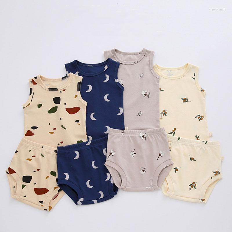 

Clothing Sets 0-3T Born Kid Baby Boys Girls Clothes Set Summer Print Tank Top Shorts Cute Sweet Cotton 2pcs Home Wear