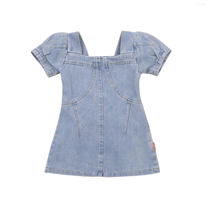 

Girl Dresses Toddler Baby A-Line Dress Elegant Short Puff Sleeve Solid Color Loose, Picture shown