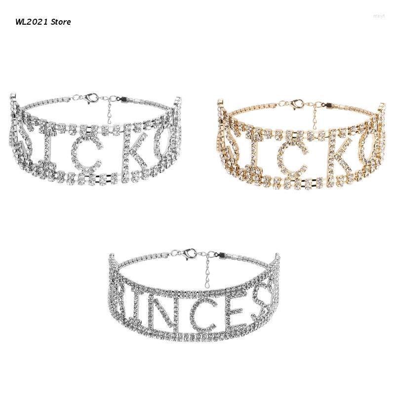 

Choker Women Trendy For Rhinestone Letter Charming Necklace Jewelry Wedding Decor