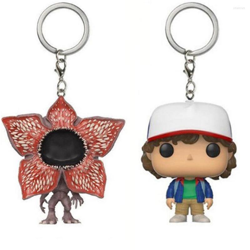 

Keychains Pops Anime Stranger Things Figure Keychain Keyring For Women Men Trinket Keyfob Car Key Bag Pendant