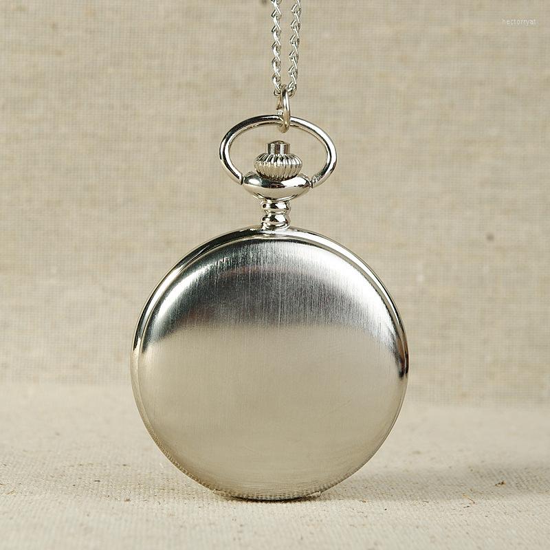 

Pocket Watches 8074 Polished Silver Watch Minimalist Design White Background Black Roman Numeral Dial Pendant Casual Men And Women
