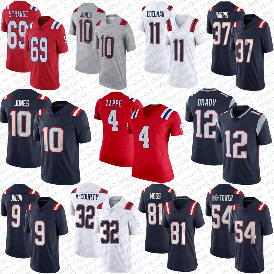 

10 Mac Jones Tom Brady Custom Football Jerseys 4 Bailey Zappe Cole Strange Julian Edelman Devin McCourty Matthew Judon Rhamondre Stevenson Jakobi Meyers Parker Jack, Youth