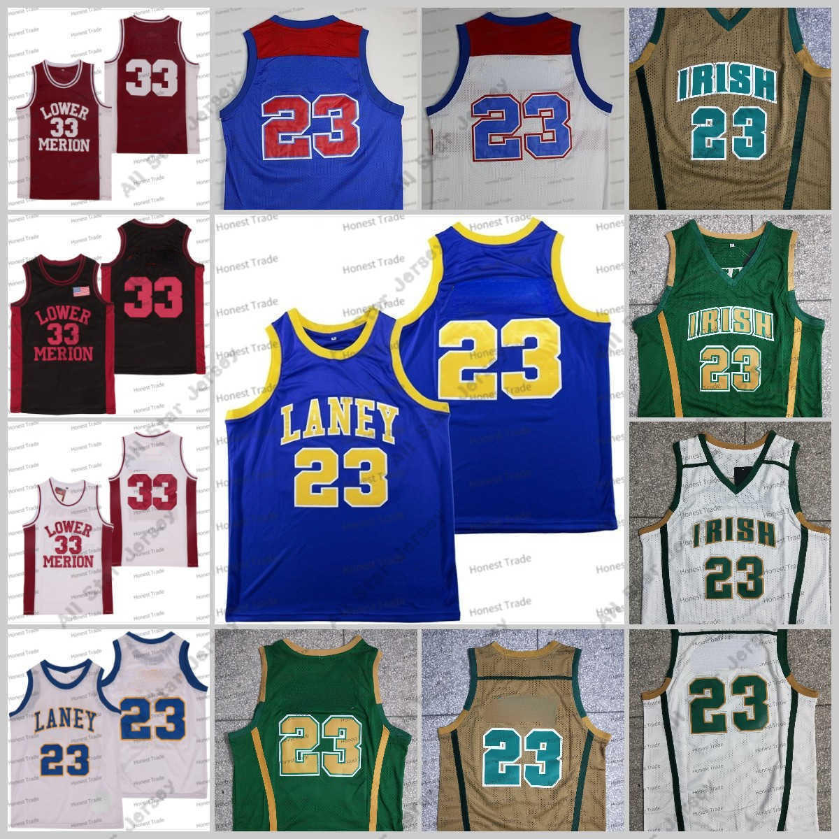

Basketball Jerseys NCAA St. Vincent Mary High School Irish 23 Lower Merion 33 LANEY HIGH SCHOOL 23 Black White Green Red Stitched Mens Jerseys Good Quality, Men jersey