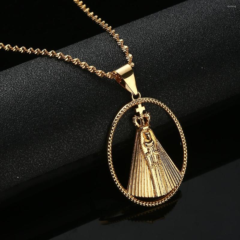 

Pendant Necklaces Our Lady Of Aparecida Virgin Mary Brazilian Catholics Cross Chain Jewelry