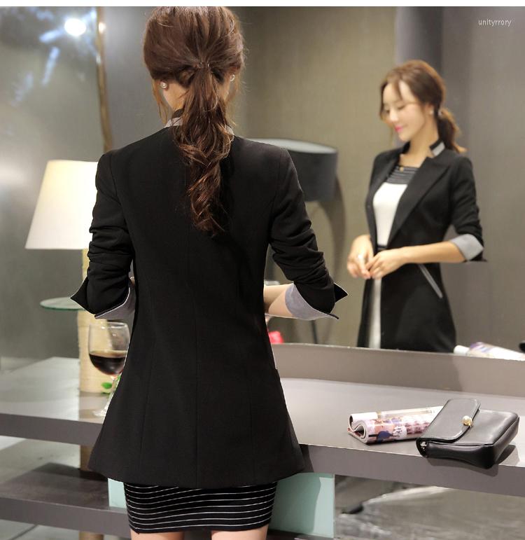 

Women's Suits Women Blazer For Work Black Long Double Breasted White Suit Office Plus Size LX494