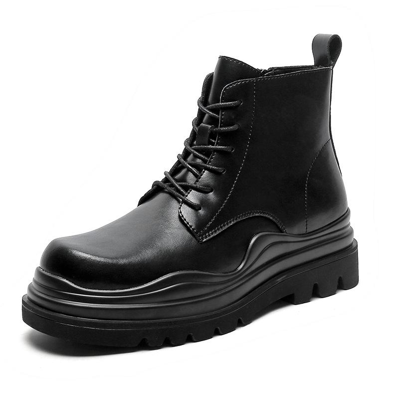 

Leather Shoes Men Boots Men 'S Sneakers Mid Calf Boot Shoes Round Toe Fashion Trend Male Increased Autumn Winter, Yellow