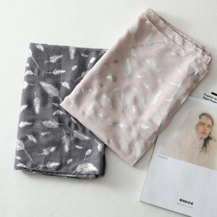 

Scarves 2022 Fashion Women Silver Feather Pattern Foil Scarf Long Shawls Wrap Hijabs 2 Color 10PCS/lot