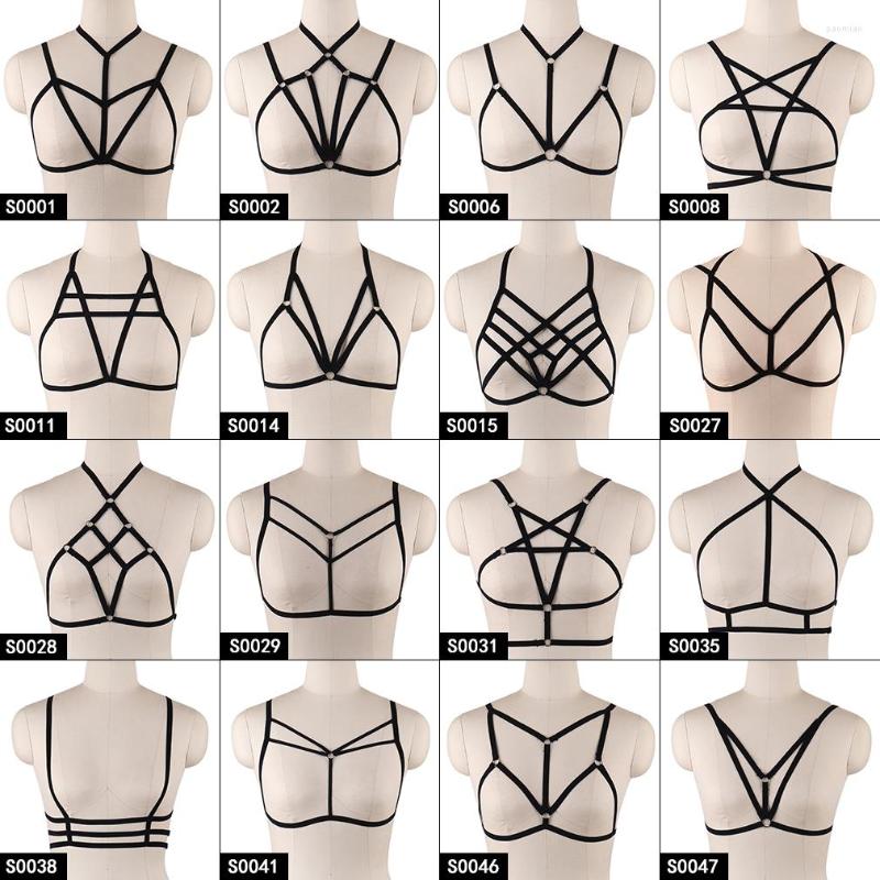

Garters Goth Pentagoram Beauty Back Lacing Chest Straps Caged Bra Women Sexy Waist Belt Hollow Out Adjust Harness Lingerie Party Rave, S0001