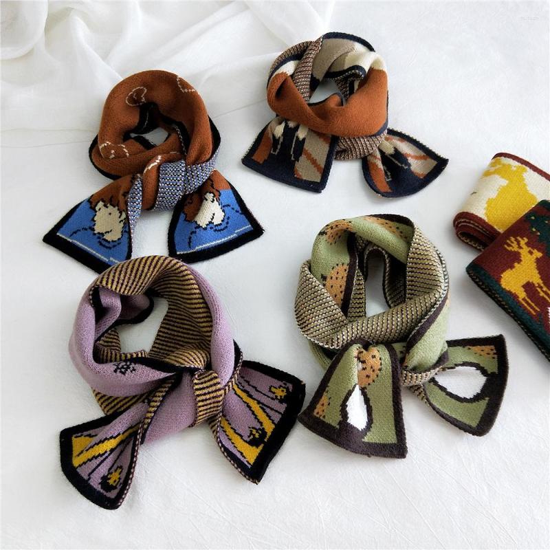 

Scarves Christmas Elk Women's Winter Scarf Cartoon Knitted Warm Boys And Girls Long Children's Neckerchief