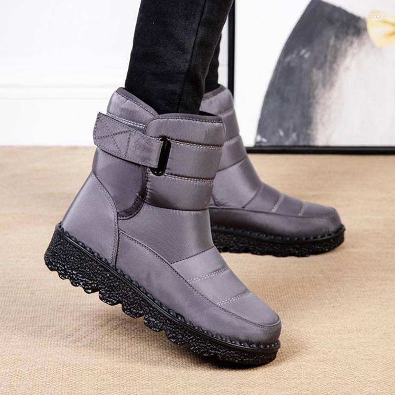 

Boots Women 2022 Hook & Loop Shoes Woman Platform Ladies Comfortable Keep Warm Flat Women's Winter Botas Mujer, Khaki