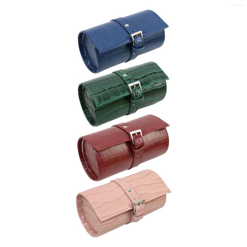 

Watch Boxes Portable Case PU Leather Wristwatch Pouch Storage Box For Watches Men