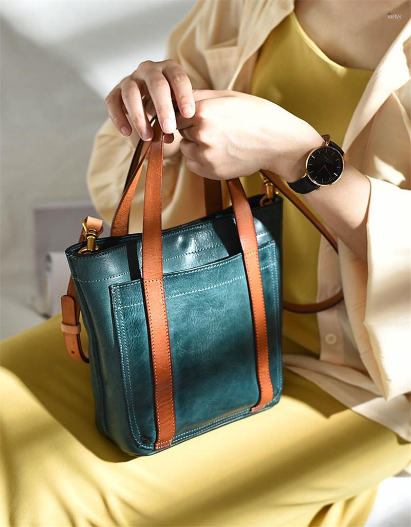 

Evening Bags Simple Retro Women's Genuine Leather Handbag Top Layer Cowhide Fashion Literary Trendy All-match Shoulder Messenger Small, Black