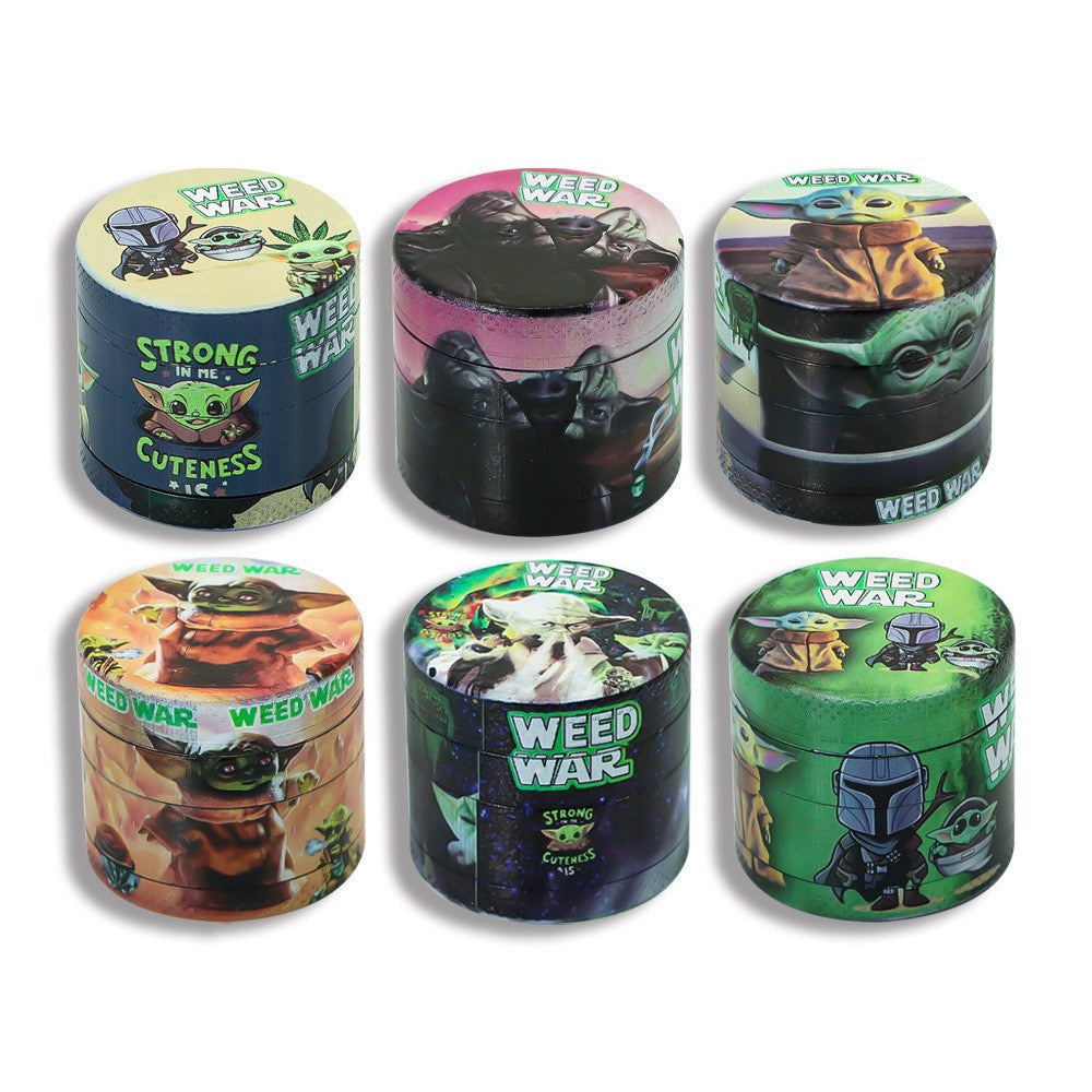 

40mm 4-layer full color printing tobacco herb grinder metal smoke GRINDER zinc alloy Grinder smoking accessory
