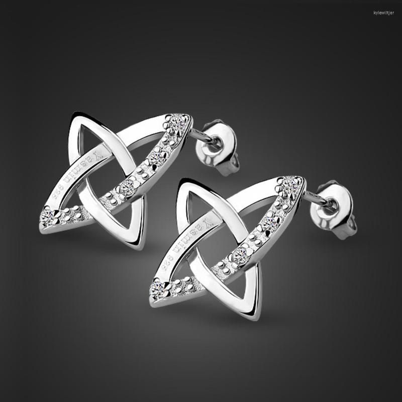 

Stud Earrings Fashion Personality 925 Sterling Silverr Woman Geometric Triangle Wholesale Charm Jewelry Gift