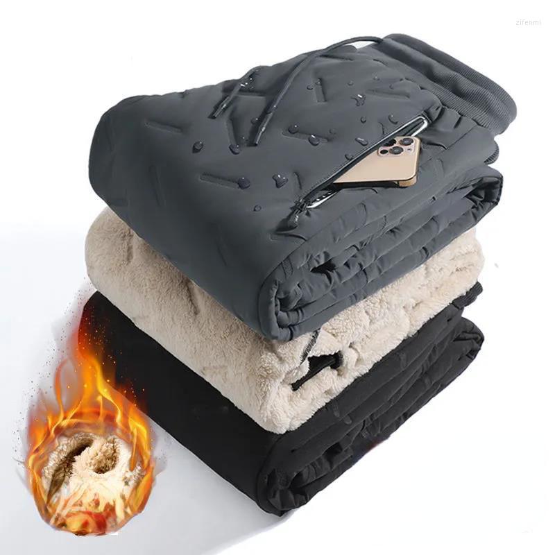 

Men's Pants Winter Lambswool Casual Warm Thick Fleece Sports Men's Fashion Jogging Waterproof Men Brand Plus Size Trousers R42, Black shujiao