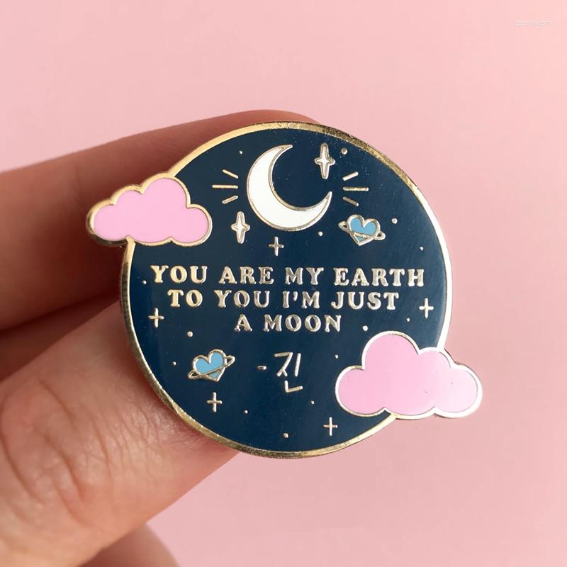 

Brooches You Are My Earth To I'm Just A Moon By Jin Enamel Brooch Pins Badge Lapel Alloy Metal Fashion Jewelry Accessories Gifts