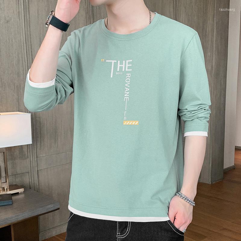 

Men's T Shirts Men T-Shirts Spring Autumn Fashion Trendy Personality Letter Print Student Korean Sweatshirt Style Loose Cotton Long Sleeve, T313 white