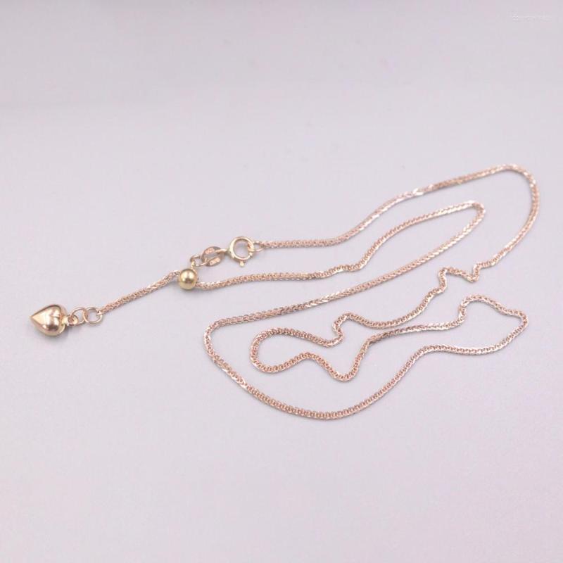 

Chains AU750 Pure 18K Rose Gold Flash White Necklace Width 1mm Wheat Chain Adjustable 3.1g / 18inch For Women Gift