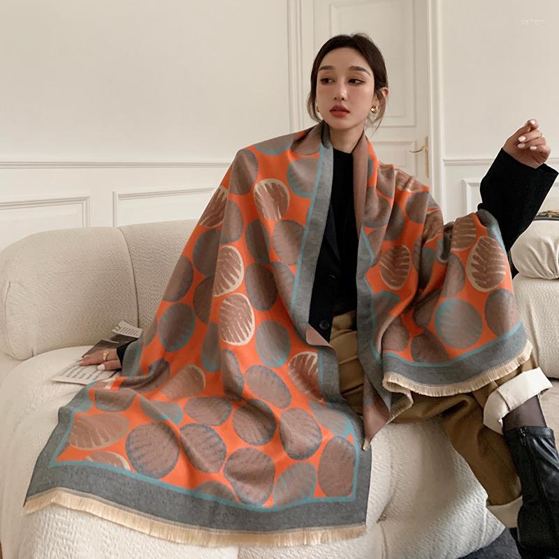 

Scarves Winter Scarf Women Soft Cashmere Warm Pashmina Big Dots Print Wraps Thick Long Shawl Bufanda Stoles Hijabs