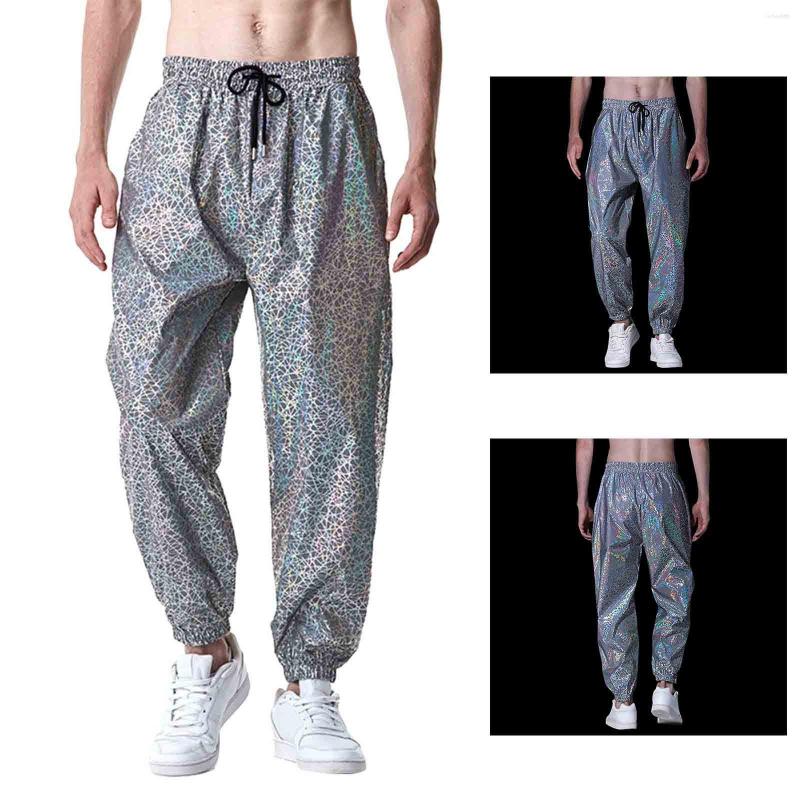 

Men' Pants Mens Fashion Loose Hip Hop Fluorescent Leggings For Youth Night Sports Jogging Casual Relaxed Fit 6 7