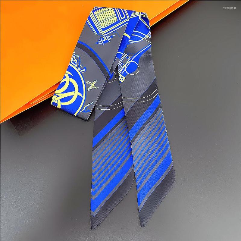

Scarves Big Brand Architecture Building Belt Printed Small Scarf Women Silk Headband Long Bag Accessories Ribbon