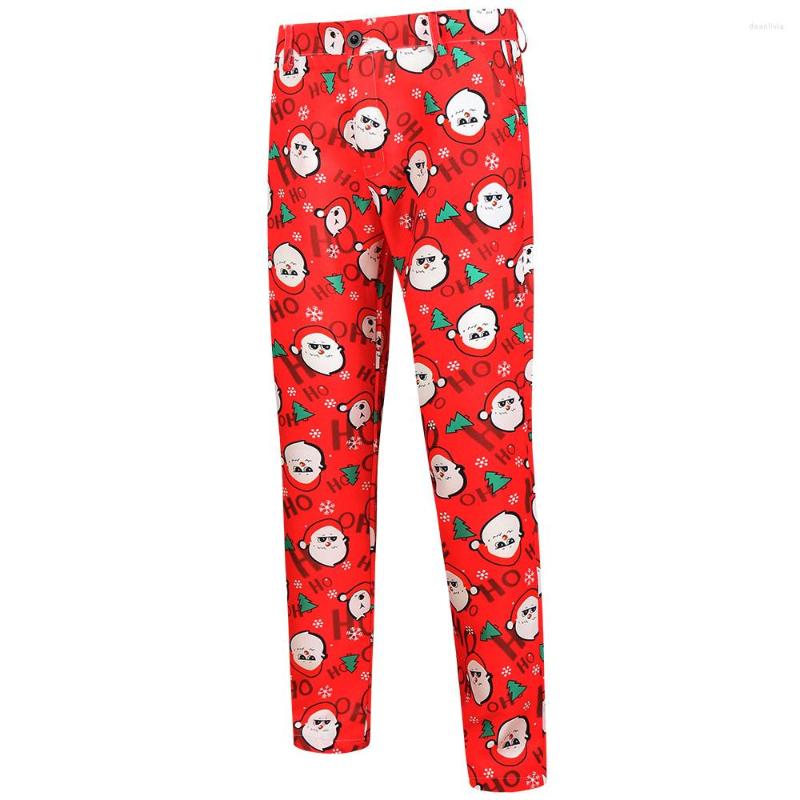 

Men's Suits Selling Christmas Printed Men Suit Pants Plus Size Straight-leg Santa Claus Red Xmas Trousers Stage Prom Pantalones Hombre, Xk621
