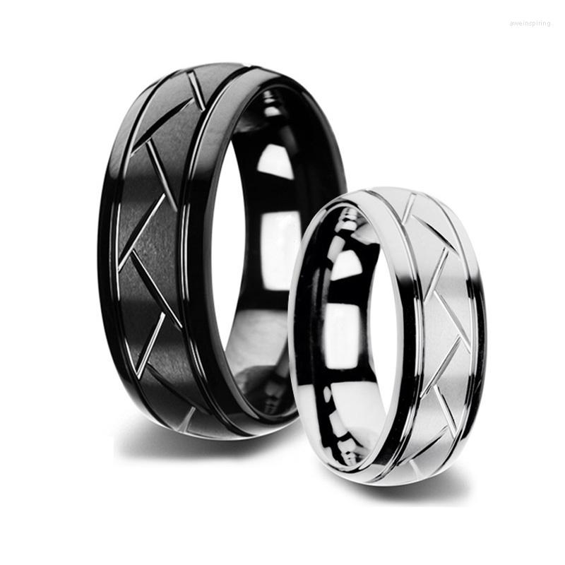 

Wedding Rings 8mm Titanium Steel Men Women Brushed Fluted Stainless Couple Accessories Jewelry