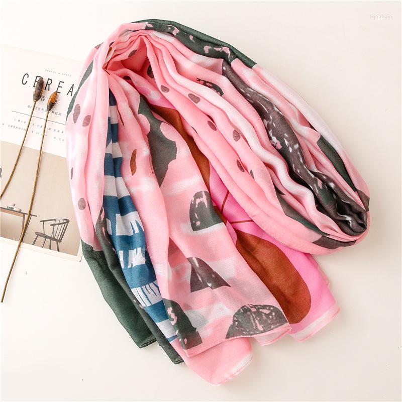 

Scarves 2022 Est Women Vintage Floral Feather Pattern Scarf Cotton Voile Tassel Shawls