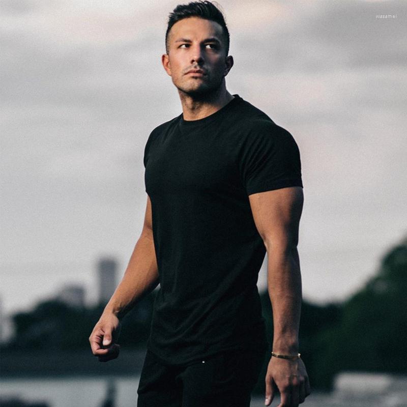 

Men's Suits 1378 Basic Harajuku Zachte Mannen T-shirt Mode Katoen Korte Mouw Ronde Hals Ingericht Mouwen Pure Casual Solid, 1378-5