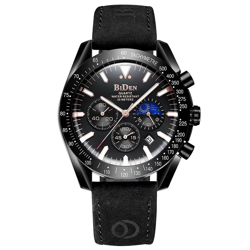 

Multifunctional Six Hand Quartz Watch Leather Strap Men's Chronograph Fashion Luminous Watch