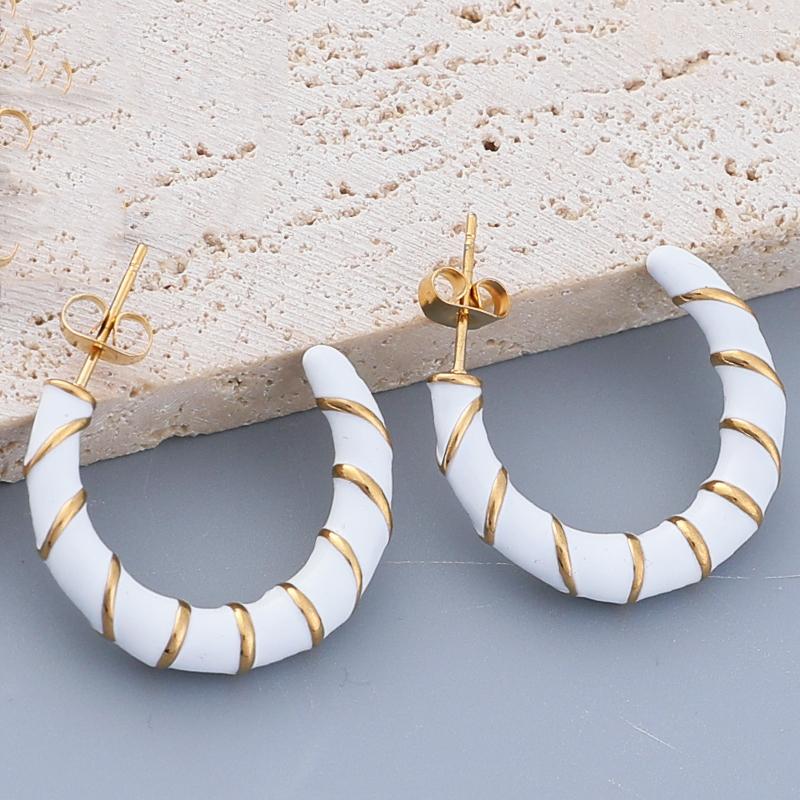 

Hoop Earrings Twisted Gold Earring For Women White Large Circle Black Heart Huggies Stainless Steel Fashion Jewelry 2022