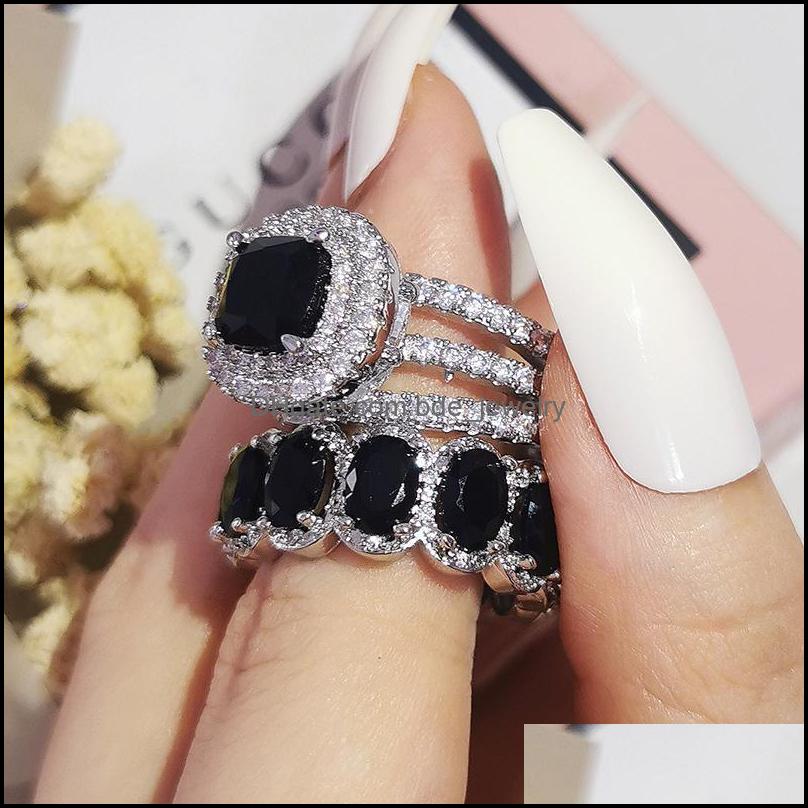 

Cluster Rings Cluster Rings 2021 925 Sterling Sier Cushion Oval Finger Ring Sets For Women Jewelry Pure Wedding Engagement Wholesale Dhltx