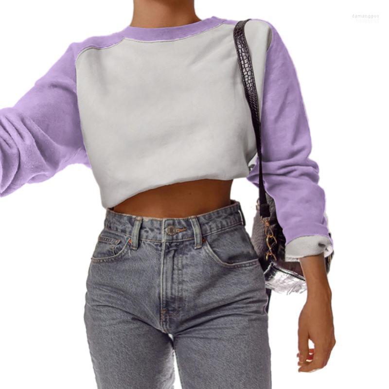 

Women' Hoodies Women Cashmere Sweatshirt Patchwork Long Sleeve Round Neck Elastic Waist Short Tops For Winter Late Autumn Lady Women, Black