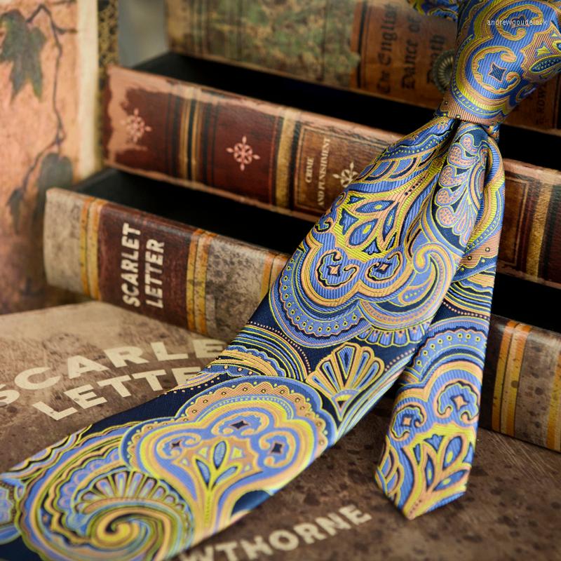 

Bow Ties Navy Blue Yellow Multicolor Paisley Mens Neckties Silk Jacquard Woven Wholesale