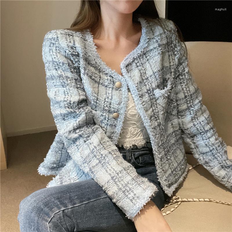 

Women' Jackets 2022 Autumn Winter Fashion Tweed Women Single Breasted Elegant Woolen Coats Casual Vintage Outwear, Picture shown