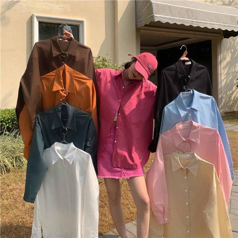 

Women's Blouses Minimalist Shirt Women Korean Style Long Sleeve Womens Top Solid Color Spring 2022 Fashion Tops And Vintage, Claret