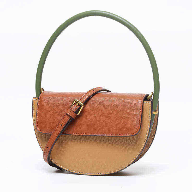 

Armpit Bag Minority Women's handBag Leather Fashion Single Shoulder Messenger Bag Round Armpit Bag 220617, Avocado with coffee