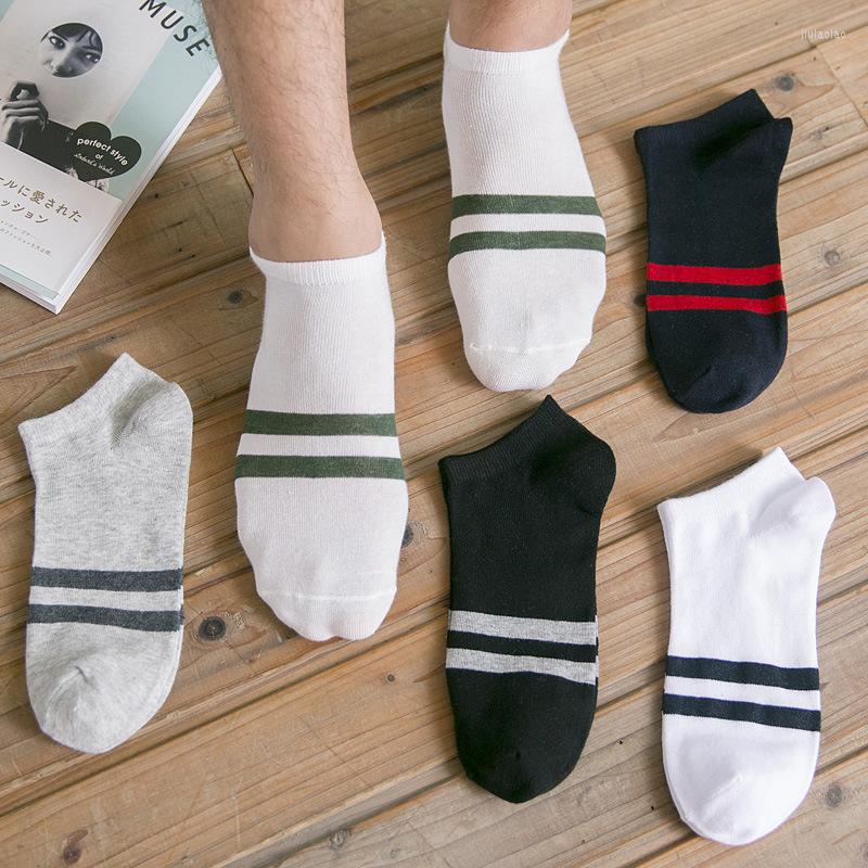

Men's Socks 5 Pair Knitting Cotton Sock For Men Cozy Breathable Thin Sport Casual Invisible Ankle Boat The Size Of 39-42, Wz058-e