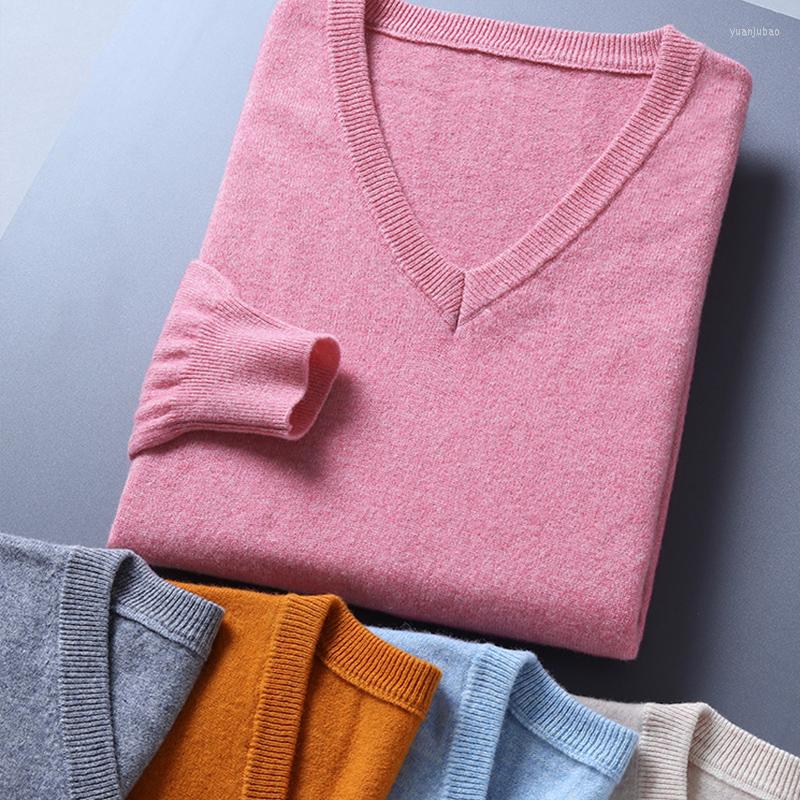 

Men's Sweaters Men Jumpers Vneck Long Sleeve Pullovers Solid Color Standard Clothes Male Woolen Knitting, Camel