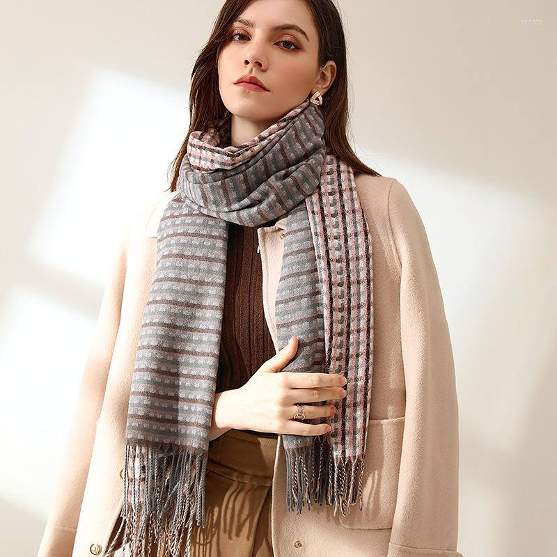 

Scarves Pashmina Women Winter Scarf Shawl 2022 Plaid Hijab With Tassel Lady Wrap Retro Luxury Imitation Cashmere