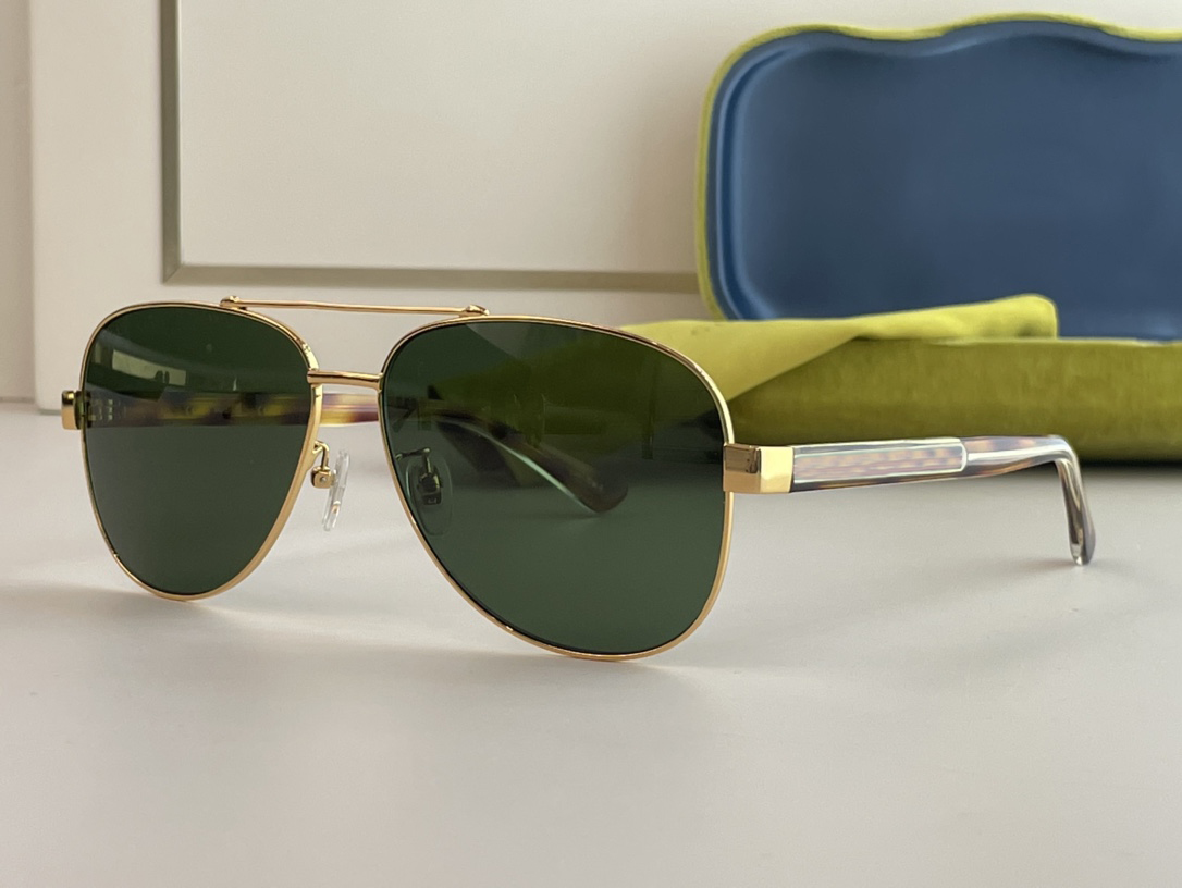 

Gold Havana Green Lens Pilot Sunglasses 0528 Man Summer Sunglass outdoor UV400 Eyewear with Box